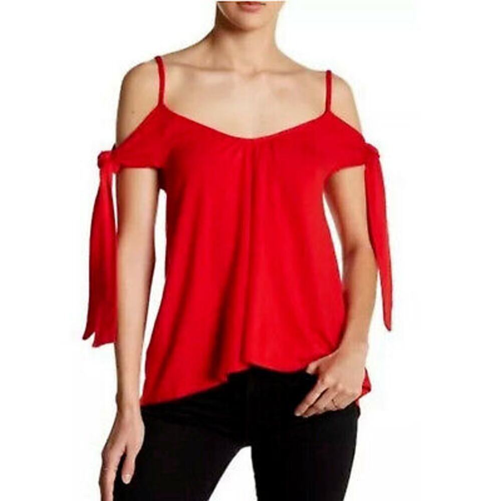 Free People Believe Me Cold Shoulder Red Top Size Small